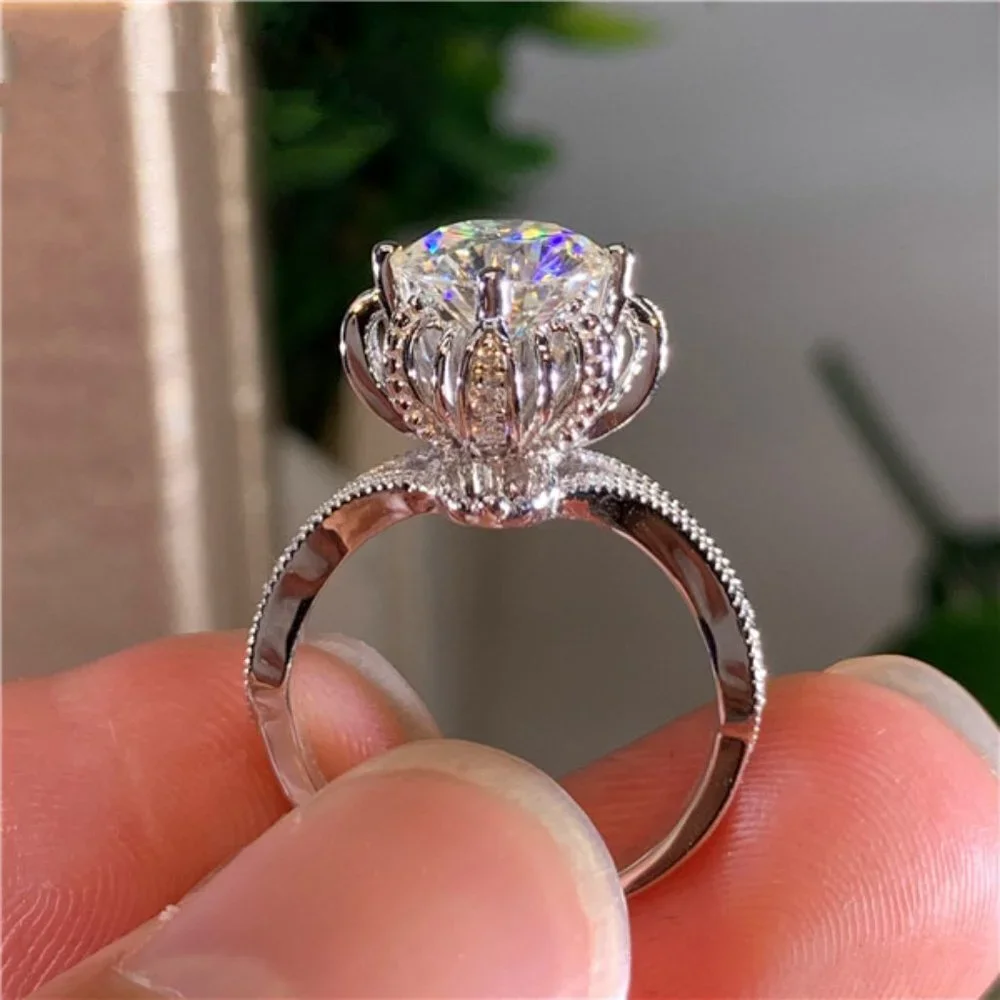 ✨Shiny Cubic Zirconia Stone Flower Pure Luxury Wedding Rings for Women,MARR9182